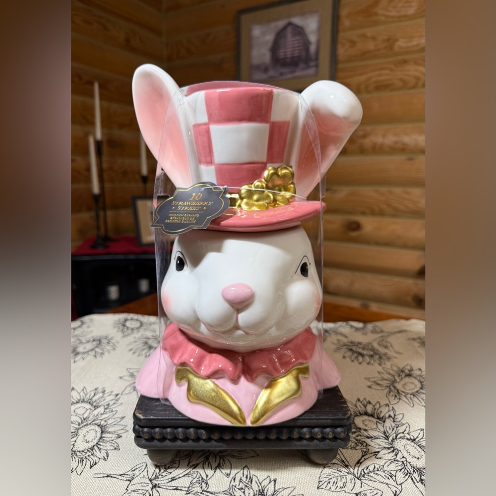 MAD HATTER Top Hat & Tails GIRL Easter Bunny Canister